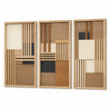 Panneaux muraux décoratifs 30 x 90 cm en bois brun beige noir style géométrique