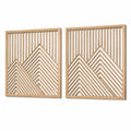 Panneaux muraux décoratifs 60 x 75 cm en bois naturel - Motif géométrique ajouré contemporain
