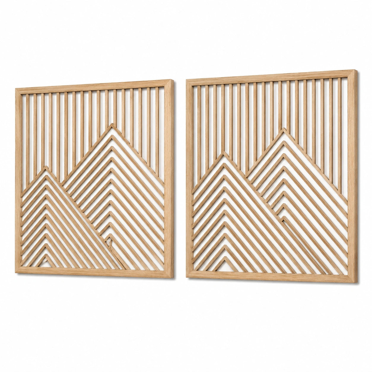 Panneaux muraux décoratifs 60 x 75 cm en bois naturel - Motif géométrique ajouré contemporain