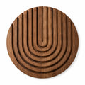Décoration murale ronde 80 cm en bois brun sculpté style contemporain