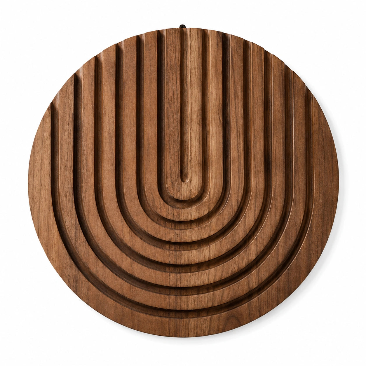 Décoration murale ronde 80 cm en bois brun sculpté style contemporain