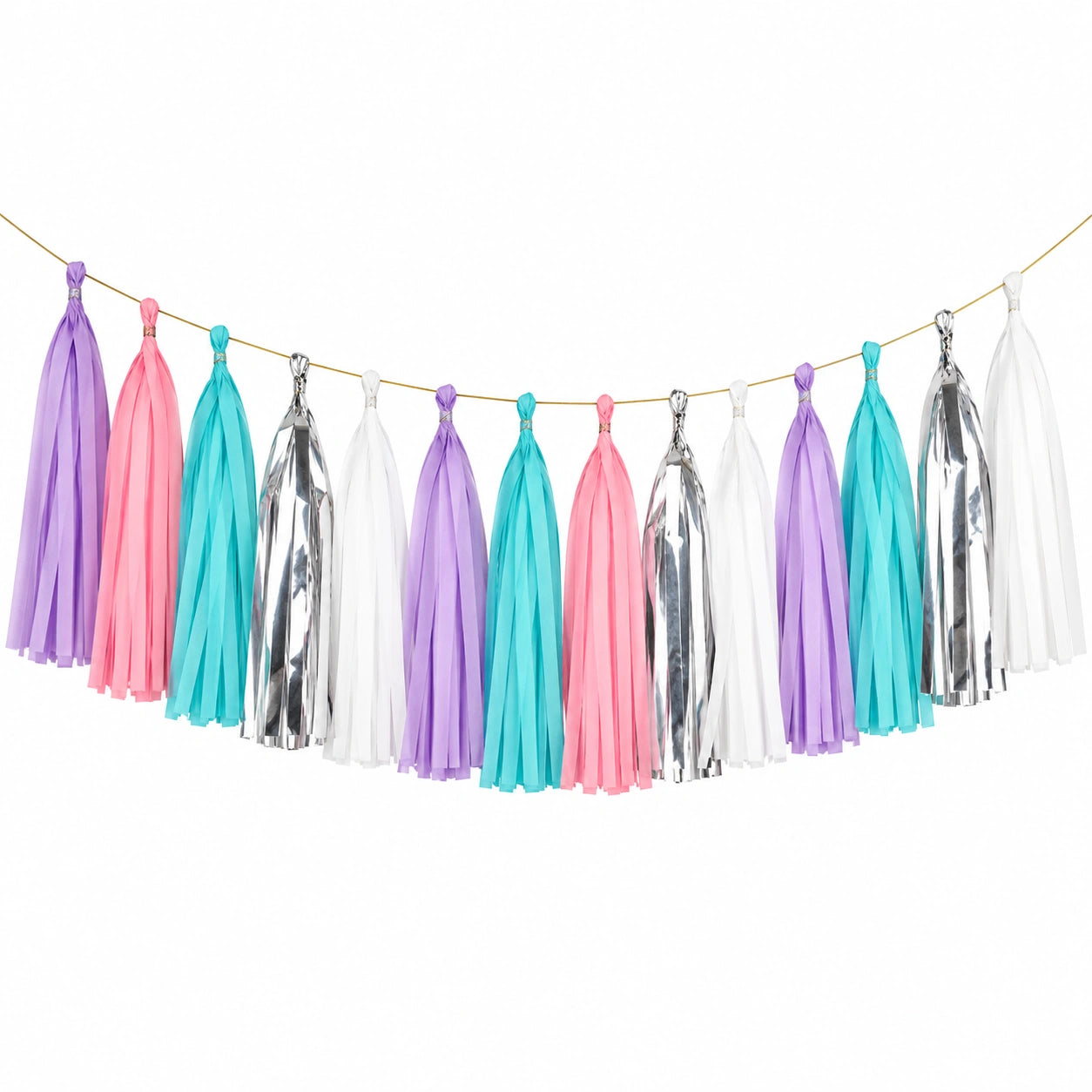 Guirlande à pompons 200 cm en papier multicolore pour décoration de fête