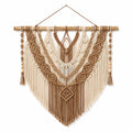 Tapisserie murale macramé 90 x 110 cm coton beige marron décoration bohème