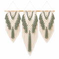 Tapisserie murale en macramé 100 x 120 cm coton vert sauge et écru style bohème