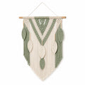 Tenture murale en macramé 50 x 80 cm coton vert sauge et écru style bohème