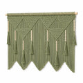 Tenture murale 80 cm x 100 cm en coton vert style bohème à franges