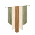 Tapisserie murale 90 x 110 cm en fils tressés vert sauge beige marron style bohème