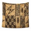Tapisserie murale 150 x 150 cm en polyester beige et marron à motifs géométriques décoratifs