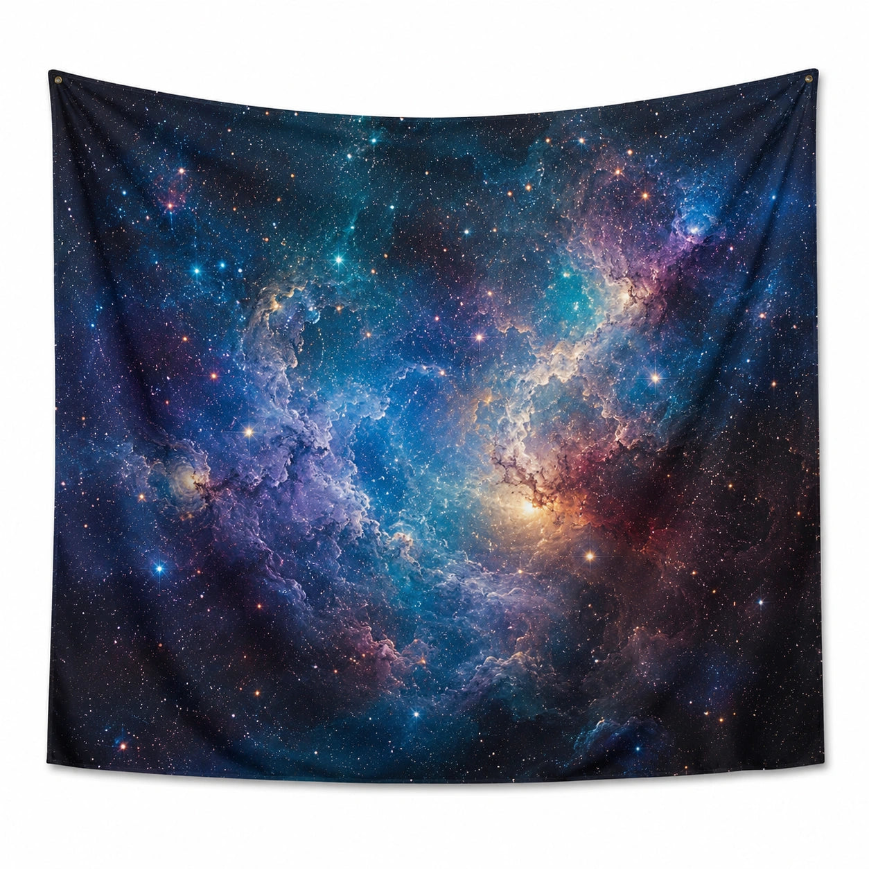 Tapisserie murale 150 x 150 cm en polyester bleu violet motif galaxie décoration intérieure