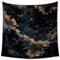 Tenture murale 150 x 130 cm en polyester noir et doré motif ciel étoilé décoratif