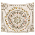 Tapisserie murale 150 cm x 150 cm en polyester beige motif floral avec œillets style bohème